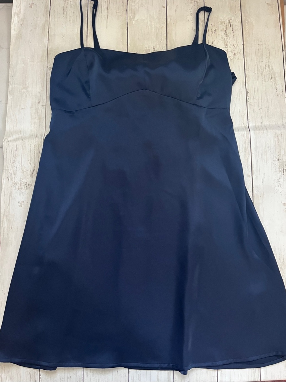 Urban Outfitters Navy Satin Slip Mini Dress